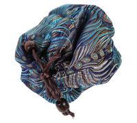 BESTYASH Portable Satin Drawstring Teacup Storage Bag for Travel and Home Convenient Single Cup Tea Pouch Blue Gold Phoenix Tail Design Multifunctional Organizer for Tea Cups Makeup and