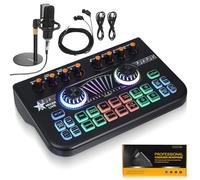 BESTYASH Professional Sound Card for Live Streaming with Mic Mixer, Metal and Plastic Construction, Low Latency Performance, Plug and Play Compatibility, for Recording and Karaoke Sessions