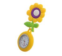 BESTYASH Quartz Nurse Clip-on Pocket Watch with Luminous Hands Yellow Sunflower Pattern for Healthcare Professionals Portable