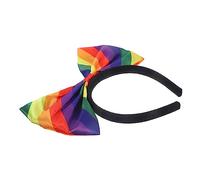 BESTYASH Rainbow Bow Headband for Adults Bowknot Hair Accessory Stretchy Design for Pride Parades Parties Events Vibrant Rainbow Colors Comfortable Cloth Material
