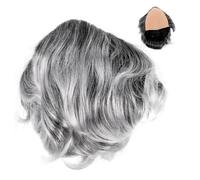 BESTYASH Realistic Old Man Bald Cap Wig for Men Women Boys and Girls Grey Crazy Wig for Halloween Cosplay