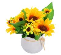 BESTYASH Realistic Sunflower Artificial Flowers in Pot Lifelike Fake Bouquet for Home Office Kitchen Tabletop Decoration Vibrant Potted Flower Model Low Maintenance Rustic Floral
