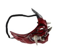 BESTYASH Red Japanese Demon Samurai Mask Half Face Cosplay Mask for Adults Fit Lightweight Comfortable Halloween Masquerade Carnival Party Accessory