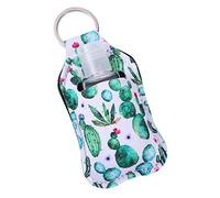 BESTYASH Refillable 30ml Hand Bottles with Cactus Print Covers Keychain Holder Portable Protective Empty Soap Lotion Bottles Set for Travel and Everyday Use (6pcs