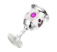 BESTYASH Retro Goblet Small Drinking Cup Silver-White Purple Floral European Style Wine Glass Stemmed Cup for Home Use Desktop Decor