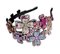 BESTYASH Rhinestone Flower Flapper Headband Featuring Decorative Hair Protection Hairband for Women and Pu Leather Material Stylish Wide Band Suitable for Daily Fashion Outfits and Party