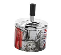 BESTYASH Rotating Lid Metal Cigarette Ashtray Compact Tabletop Ash Holder Portable Smokeless Desktop Decor Sturdy Rust-resistant Gift for Smokers