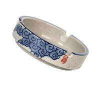 BESTYASH Round Ceramic Ashtray with Underglaze Blue Finish Eco Friendly Storage Container for Home Bar and Restaurant Decor Easy Clean Porcelain Ornament