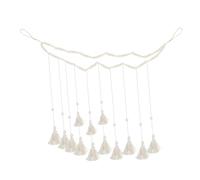 BESTYASH Rustic Wooden Beads Garland Photo Holder for Wall Decorative Hanging Collage Display with Wooden Clips Boho Tassel Beaded String for Living Bedroom Fireplace Home Decor