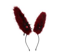 BESTYASH Scary Devil Eye Bunny Ear Headband Halloween Plush Rabbit Ears Costume Accessory Scary Evil Halloween Hair Accessories Women Furry Hairband