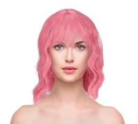 BESTYASH Short Wavy Wig Curly Wig Bangs Pastel Light Short s for Women Curly s Shoulder Wavy for Ladies