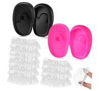 BESTYASH Silicone Ear Covers 2 Pairs 100 Disposable Ear Shower Caps for Hair Dyeing and Barbershop Use