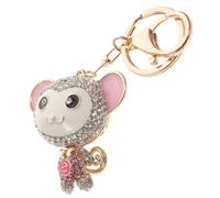 BESTYASH Small Monkey Key Ring Charm in Rhinestone Alloy, Polished Keychain for Car and Backpack Use