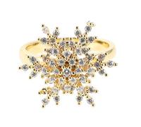 BESTYASH Snowflake Engagement Ring for Women Adjustable Open Design with Dazzling Zirconia Unique Rotating Statement Ring for Weddings Parties and Daily Wear