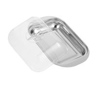 BESTYASH Stainless Steel Butter Box with Clear Lid Reusable Dish Holder Non Slip Base Easy to Clean Cheese Storage for Home Kitchen and Refrigerator