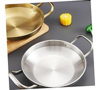 BESTYASH Stainless Steel Korean Ramen Pan Flat Bottom Pot for Household Cooking Corrosion Resistant Dry Pot Without Lid Uniform Heating Energy Saving Stockpot with Handles for Gas and