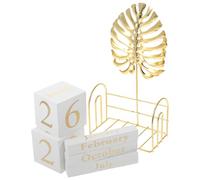 BESTYASH Stylish Wooden Cube Calendar Turtle Leaf Design, Solid Wood and Iron Material, Manually Adjustable Date Display, Square Shape Desk Ornament for Home and Office