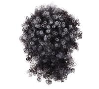 BESTYASH Synthetic Afro Curly Ponytail Wig with Bangs, High Puff Small Curly Hairpiece for Women, Grey Cosplay and Party Hair Extension, Short Synthetic Wig for Halloween