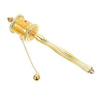 BESTYASH Tibetan Buddhist Prayer Wheel Alloy Hand Cranked Religious Ornament with Smooth Silent Rotation for Meditation and Blessings Medium Yellow Decorative Souvenir Gift