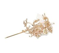 BESTYASH Traditional Chinese Hair Clip Hair Stick Pin with Faux Pearls for Women Vintage Song Crown Style Crane Motif Bridal Wedding Party