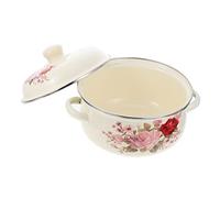 BESTYASH Two Handled Enamel Stew Pot with Lid Heat-Resistant Non-Slip Handles Pink Household Soup Cooking Pot for Stove Fast Heating and Heat Retention Energy-Saving Stewpan