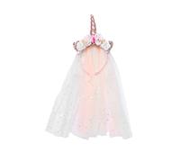 BESTYASH Unicorn Hair Hoop Non Slip Headband with Veil for Cute Fairy Party Headdress Birthday and Holiday Costume Accessory Soft Comfortable Wear