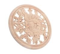 BESTYASH Unpainted Round Wood Applique Carved Floral Hollow Relief Rustic Wood Carvings for Wall Cupboard Door Bed Cabinet Dresser Furniture DIY Accents