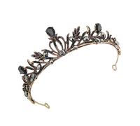 BESTYASH Vintage Black Crown Tiara for Bride Wedding Day Retro Baroque Hairband Elegant Design for Wedding Dress Accessory and Birthday Celebration