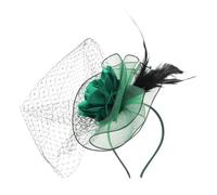 BESTYASH Vintage Green Wedding Fascinator Headband with Lightweight Mesh Veil Elegant Bridal Hair Accessory for Tea Party Church Cocktail Dresses