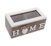 BESTYASH Vintage Rustic Wooden Tea Box with Compartments European Style Organizer for Tea Bags Jewelry Sugar Packets and Accessories Distressed Finish Storage for Shelf Countertop