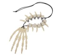 BESTYASH Vintage Skeleton Hand Necklace Retro Distressed Bone Pendant Gothic Horror Statement Jewelry Unisex Lightweight Choker for Halloween Cosplay Day Dead