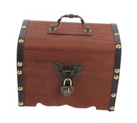 BESTYASH Vintage Wooden Trinket Box with Lock Portable Pirate Treasure Chest for Jewelry and Cash Storage Secure Decorative Keepsake Box for Travel and Home Organization