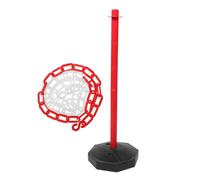 BESTYASH Water-fillable Plastic Barrier Post with Red Safety Bollard and 1m Red-White Chain, Driveway Safety Delineator for Parking Lots and Road Construction