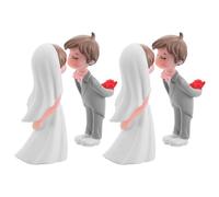 BESTYASH Wedding Cake Toppers with Unique Romantic Design Bride and Groom Figurines 2 Pairs Made of Sturdy Pvc Material Reusable Keepsakes for Wedding Party Decorations