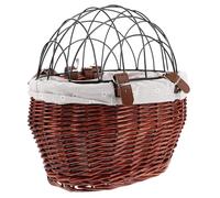 BESTYASH Wicker Bike Basket Multifunctional and Secure Front Basket for Dogs and Cats with Wire Mesh Covers, Sturdy Iron Frame for Shopping and Commuting