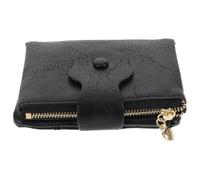 BESTYASH Women’s Trifold Wallet Card Purse with Zipper, PU Black | Vintage Floral Pattern, Portable Coin Containment, Handbag Pocket Fit, Office Meetings and Small Purses
