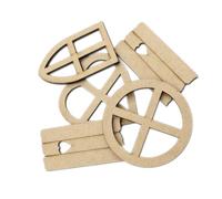 BESTYASH Wooden Craft Embellishments 30Pcs MDF Window Cutouts 5 Packs for Camps and Holiday Decorations
