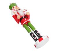 BESTYASH Wooden Gingerbread Nutcracker with Red Body and Green Hat Traditional Christmas Figurine Decoration Eco Friendly Holiday Ornament for Tables and Desks