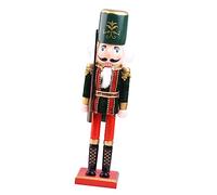 BESTYASH Wooden Nutcracker Soldier Xmas Decor Hand Painted Green Nutcracker Ornament for Desktop Shelf Tabletop Decoration Wood Material Festive Home and Party Accent
