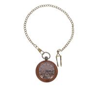 BESTYASH Wooden Pocket Watch for Men Walnut Case, Retro Universal Decorative Hanging Watch Chain, Portable Vintage Style for Outdoor Use