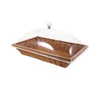 BESTYASH Woven Bread Serving Basket with Acrylic Lid Lightweight and Healthy Storage Solution for Homes and Picnics Minimalist Design Food Serving Tray