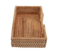 BESTYASH Woven Wicker Napkin Basket with Antislip Base Rectangular Tissue Dispenser and Compact Storage Organizer for Kitchen Bathroom Small Spaces Versatile Multifunctional Facial Tissue