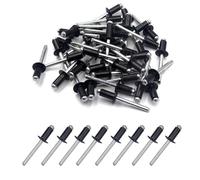 BESTYCHAO 100pcs 6.4mm x 12.7mm Large Aluminium Blind Rivet, Open End Rivet Pop Rivet, Pack of 100 (Black)