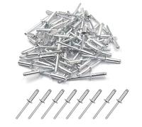 BESTYCHAO 100pcs Aluminium Blind Rivet, Open End Rivet Pop Rivet, Pack of 100 4.8mm x 16mm (Silver)