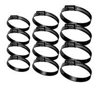 BESTYCHAO 12pcs Hose Clips Stainless Steel Worm Gear Hose Clamps, Adjustable Ducting Clamps 27-51mm 52-76mm 78-102mm (Black)