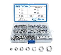 BESTYCHAO 180pcs Nylon Lock Nuts Stainless Steel Insert Hex Nut Assortment Kit, Self-locking Lock Nuts M3 M4 M5 M6 M8 M10 M12
