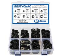 BESTYCHAO 64pcs Rubber Lined P Clips Assortment Kit, 304 Stainless Steel Rubber Cushion Pipe Clamps in 8 Sizes 6mm 8mm 10mm 13mm 16mm 19mm 22mm 25mm