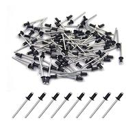BESTYCHAO Black Pop Rivets, 100pcs Aluminium Blind Rivet 3.2mm x 6mm, Small Aluminium Rivets for Automotive,Home,DIY