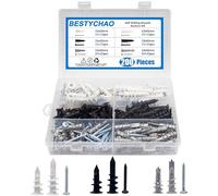 BESTYCHAO Drywall Anchors Kit, 200 PCS Self Drilling Wall Anchors, 6 Sizes Zinc Metal & Nylon Plastic 13x42mm 13x32mm 15x32mm Plaster Wall Anchors and Screws Assortment Kit