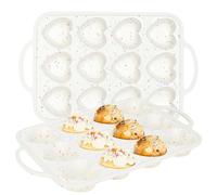 BestYiJo Heart Silicone Cupcake Pan with Metal Reinforced Frame, 12 Cups Nonstick Baking Mold for Valentine’s Day, Parties, Family Baking - Perfect for Home Bakers and Cooking Enthusiasts
